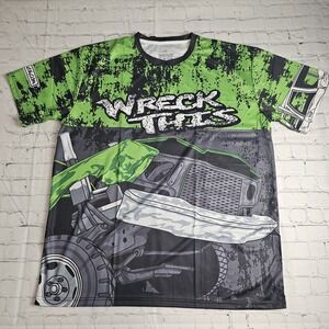 Demolition Derby Jersey Tee 2XL Wreck This Green Short Sleeve All Over‎ Graphic
